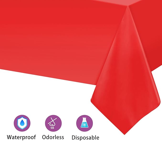 Kopokita 6PCS Red Plastic Tablecloths 54 x 108 Inch, Disposable Table Cloths Rectangle Party Table Covers