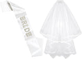 Bride To Be Sash and Bride Veil White for Bachelorette Party, Bach Party Favors Accessory, Bridal Vei and Sash Set