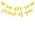 2026 Graduation Banners Party Decorations, Gold Glitter We Are So Proud of You Graduations Banners Garland for Congratulation Graduation Party Supplies, School, Home, Car Decorations
