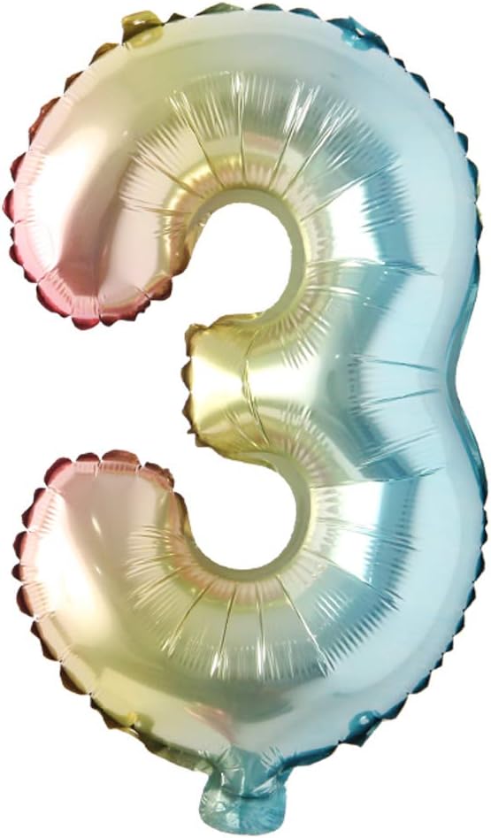 16 inch gradient rainbow number balloons unicorn party foil balloon baby shower 1 birthday party decorations kids numbers Air ball (16 Inch Rainbow 3)