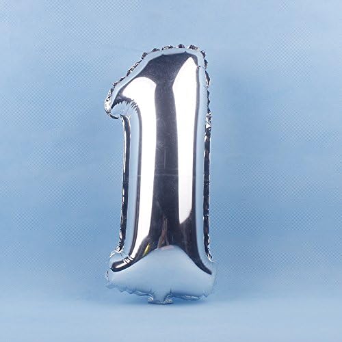 Glanzzeit 16 Inch Silver Foil Balloons Letters A to Z Numbers 0 to 9 for Prom Wedding Birthday Party Decor (Number 1)