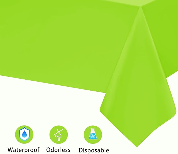Kopokita 6PCS Lime Green Plastic Tablecloths 54 x 108 Inch, Disposable Table Cloths Rectangle Party Table Covers