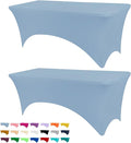 Table Covers for 6 Foot Tables, 2 Pack Sky Blue Washable and Wrinkle Resistant Stretch Tablecloths Rectangle 6ft for Events, Wedding, Banquets, Parties