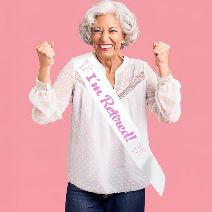 Retirement Party Decorations Retired Sash Gift for Women Retirement Gifts for Woman Decorations Happy Farewell Decorations Retired Gifts Farewell Party Accessories White