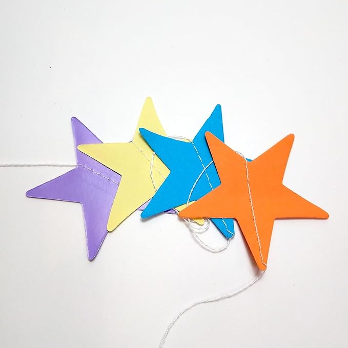 Party Decorations 52 Ft Big Star Garland Circle Dots Garland Paper Backdrop Streamer for Graduation Birthday Bachelorette Engagement Wedding Bridal Shower Baby Shower (Color Set1)