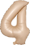 40 inch Caramel Cream Color Number Balloons 0-9 Large Digital Foil Helium Brown Beige Balloon Happy Birthday Party Decoration (40 inch Caramel 4)