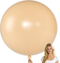 KALOR Beige Giant Balloons 36 Inch Large Latex Balloons, 4 Pack Jumbo Round Helium Balloon for Birthday Bridal Shower Wedding Baby Shower Party Decorations