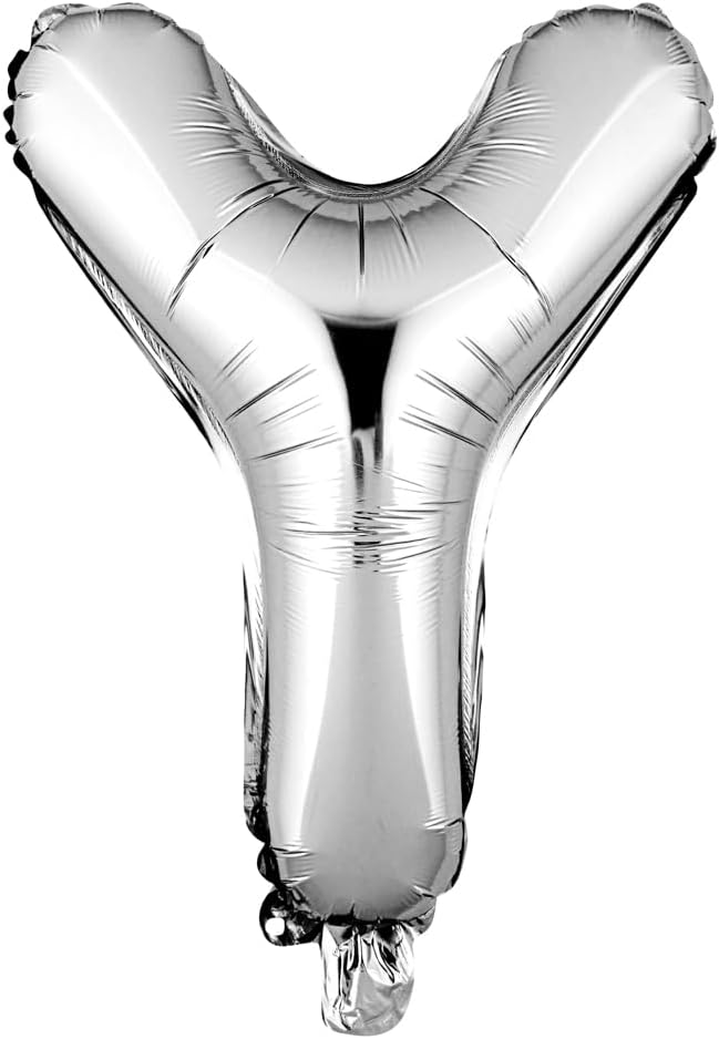 Restaurantware-Balloonify 16 Inch Letter Balloon, 1 Alphabet Party Balloon - Letter Y, Self-Sealing, Silver Foil Mylar Finish, Hanging Loop, Decoration For Birthday, Wedding, Or Graduation