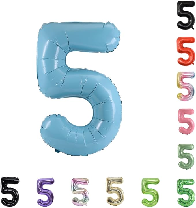 40 Inch Large Foil Helium Number Balloon Birthday Wedding Party 0-9 (Baby Blue, 5)