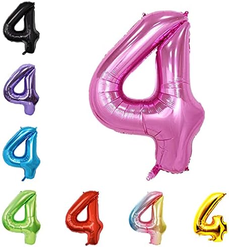 40 Inch Large Foil Helium Number Balloon Birthday Wedding Party 0-9 (Pink, 4)