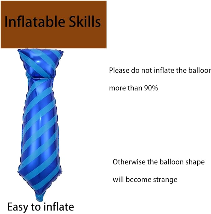 Blue Necktie Balloons Father's Day Balloons Big Necktie Balloon for Father's Day Party Decorations Fathers Day Decor Supplies Ballons Arch Kits Party Balloon Sets 3pcs
