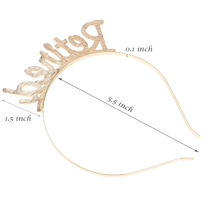 AOPRIE Retired Headband fow Women Crwon Tiara for Men Officiallly Retired Sash for Retirement Work Party Events Party Supplies Gifts Favors Decorations Rose Gold, 2 Pack