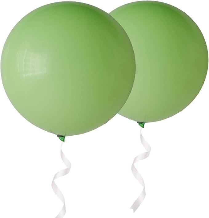 Giant 36 Inch Lime Green Balloons - Thick Latex Green Big Round Balloons 6 Packs