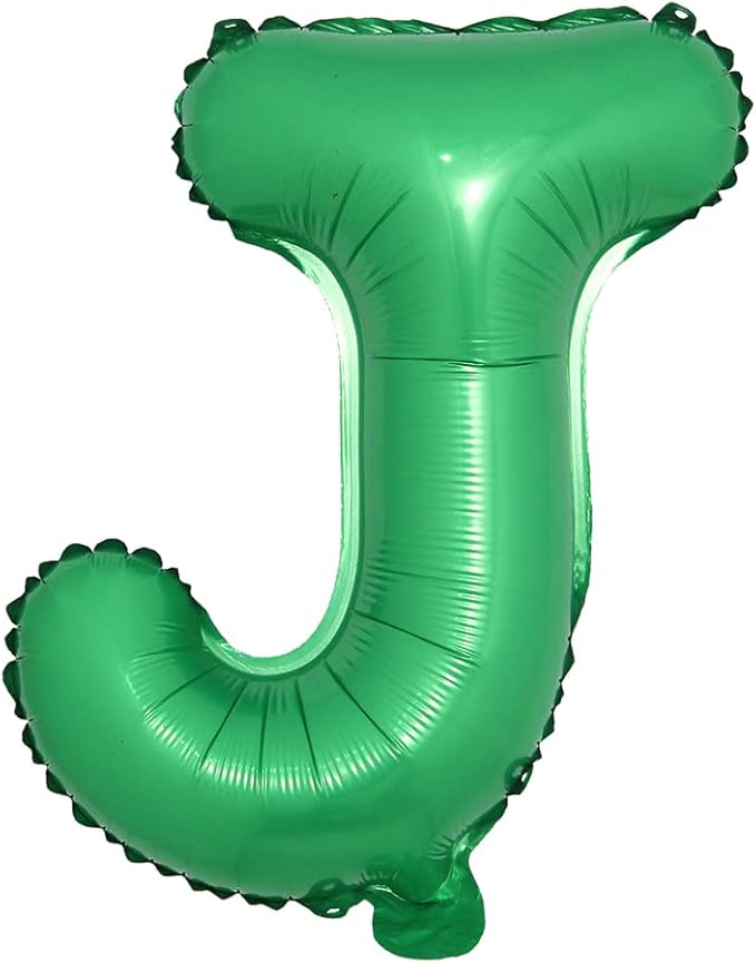 16 inch Green Alphabet Letter and Number Balloons Set Package, Aluminum Hanging Foil Film Banner Mylar Balloon for Birthday Party Decoration Custom Word (A-Z, 0-9) (16 inch Green J)
