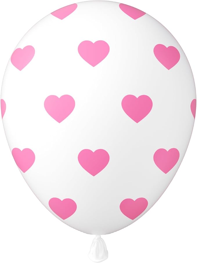 Valentines Day Balloons Decorations Set - 69 Pcs Pink Heart, Pink Heart Confetti, Pink and White Heart Print Balloons for Valentine's Day Galentine's Day Wedding Mothers Day Party Decorations