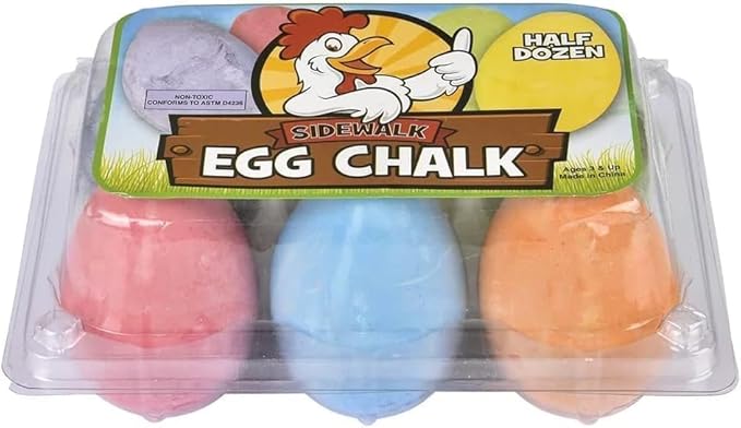 6-Pack Easter Egg Chalk, Sidewalk Chalk for Kids, Easter Basket Stuffers Gifts Fillers, Perfect For Easter Egg Hunt, Party Favors, 2.5" Inch