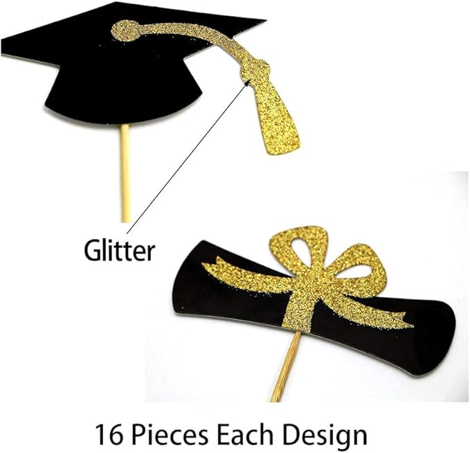 2026 Graduation Cupcake Toppers, 48 PCS Food/Appetizer Picks For Graduation Party Mini Cake Decorations, Diploma, 2026, Grad Cap Set 48 Pieces (05 Purple)