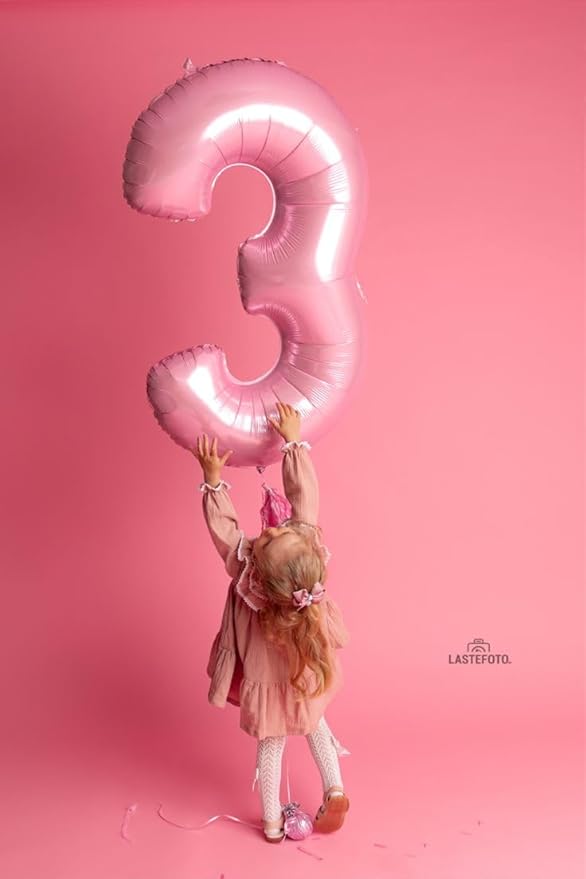 Pearl Pink Number Balloons, 40 Inch 3 Balloon for Birthday Party Decoration, Number 3 Ballon for 3, 13, 23, 30 Celebration, Men and Women Birthday, Wedding, Anniversary Decor