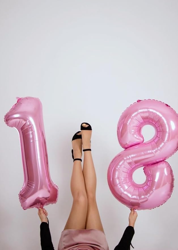 10 Number Balloons, 40 Inch Pearl Pink Balloons for Woman Man 10th Birthday Decoration, Foil Number 10 Ballon for 10, 100 Anniversary, Bridal Shower, Graduation, Wedding, Valentine's Day