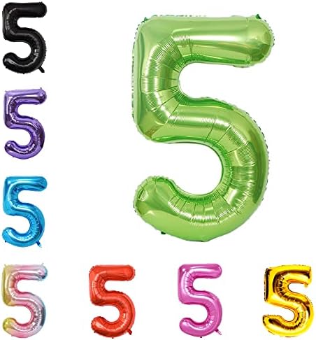 40 Inch Large Foil Helium Number Balloon Birthday Wedding Party 0-9 (Green, 5)