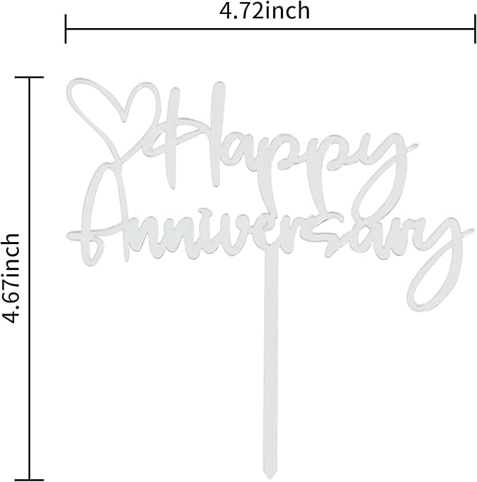 BEISHIDA Happy Aniversary Cake Topper Silver Cake Decoration Company Anniversary Party Decoration for Wedding Anniversary Party for Men Women Cake Decorations Supplies