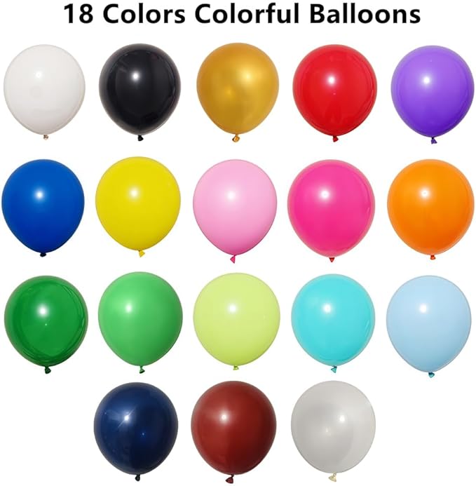 100 Pcs 18 Inch Rainbow Balloons Assorted Colors Latex Multicolor Bulk Large Balloon 18 Kinds Color for Birthdays Weddings Party Decorations