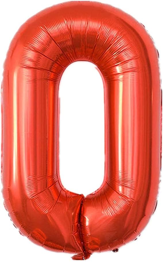 40 Inch Large Foil Helium Number Balloon Birthday Wedding Party 0-9 (Red, 0)