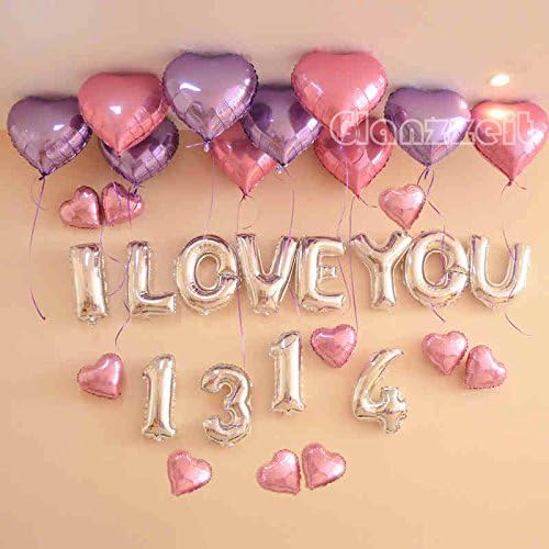 Glanzzeit 16 Inch Silver Foil Balloons Letters A to Z Numbers 0 to 9 for Prom Wedding Birthday Party Decor (Number 3)