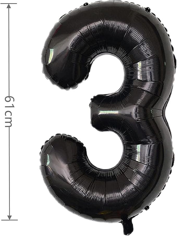 YPSelected 32 Inch Large Foil Helium Number Balloon Birthday Wedding Party 0-9 (Black, 3)