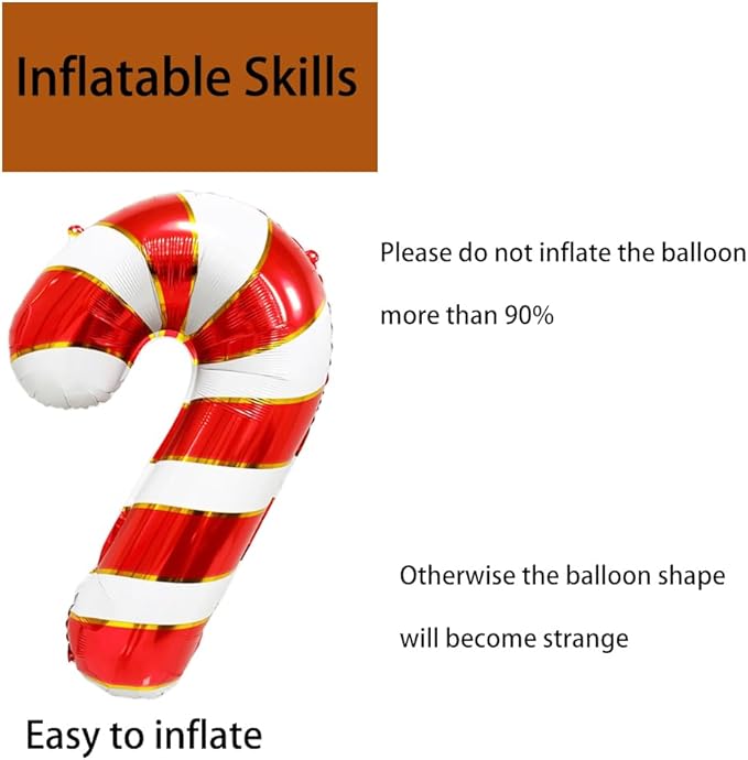 Candy Cane Balloons Christmas Balloons Candy Cane Foil Balloon for Christmas Birthday Party Supplies Decorations Xmas New Year Decor Ballons Arch Kits Party Balloon Set 3pcs