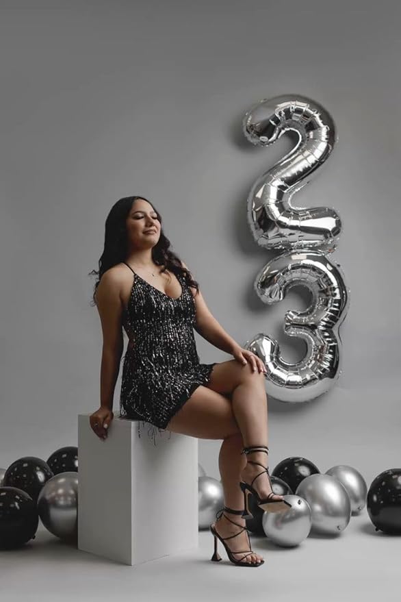 40 Inch Number 2 Balloon, Silver Balloons for Birthday Party Decoration, Foil Number 2 Ballon for 2, 12, 24, 25, 2026 Celebration, Graduation, Birthday, Baby Shower, Anniversary Decor