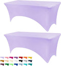 Table Covers for 6 Foot Tables, 2 Pack Light Purple Washable and Wrinkle Resistant Stretch Tablecloths Rectangle 6ft for Events, Wedding, Banquets, Parties