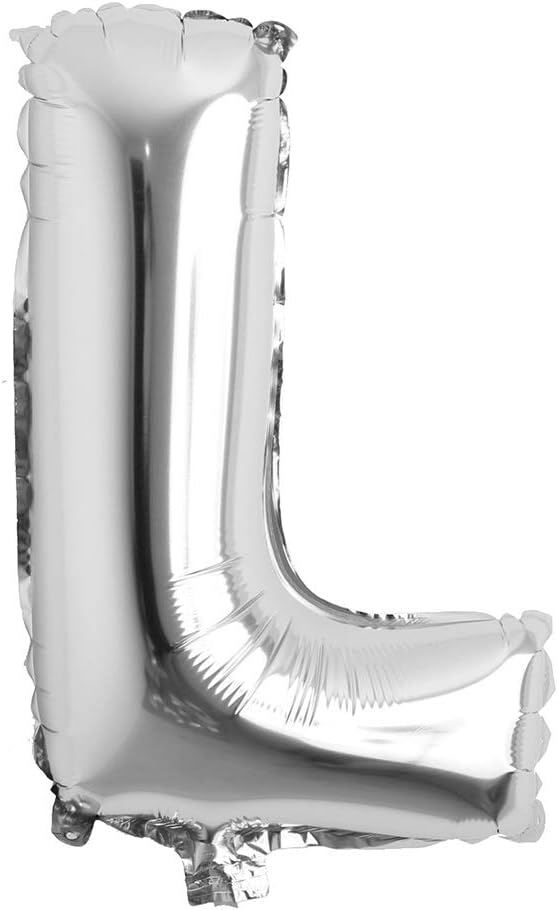 16" inch Single Silver Alphabet Letter number Balloons Aluminum Hanging Foil Film Balloon Wedding Birthday party decoration banner Air Mylar Balloons (16 inch Silver L)