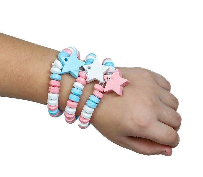 Patriotic Candy - 24 Red White and Blue Candy Bracelets Individually Wrapped - Bulk Candy - Great for Patriotic Party Favors - 4th of July - Memorial Day - Veterans Day - USA Patriotic Parade -