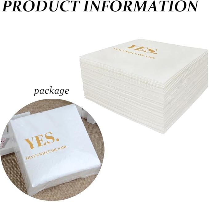 Funny Cocktail Napkins 100Pcs Funny Quotes Saying Disposable Paper Party Napkins 4.5 x 4.5 Two-ply (Yes That’s What She Said Napkins)