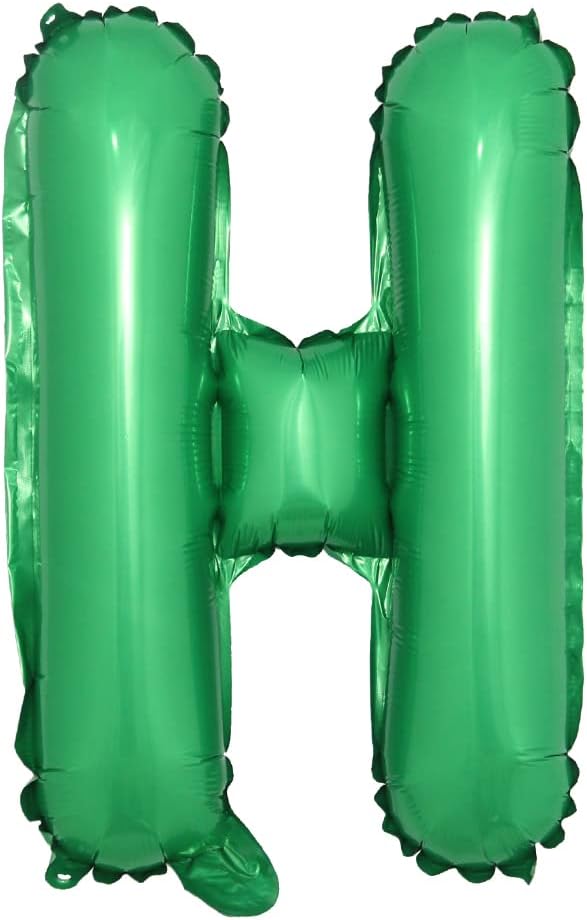 16 inch Green Alphabet Letter and Number Balloons Set Package, Aluminum Hanging Foil Film Banner Mylar Balloon for Birthday Party Decoration Custom Word (A-Z, 0-9) (16 inch Green H)