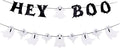 Ghost Banner Hey Boo Halloween Decorations, Pre-Strung Glitter Halloween Banner Indoor, Happy Ghost Boo Decorations for Mantle Wall Mantel Fireplace Office Home Props Supplies