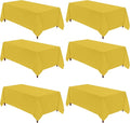 VidaFete Tablecloth 6 Pack 90 * 156inch Rectangle Table Cloth Polyester, Stain Wrinkle Resistant Polyester Dining Table Cover for Kitchen Dinning Party Wedding Rectangular Buffet Decoration(Yellow)