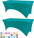 Table Covers for 6 Foot Tables, 2 Pack Jade Green Washable and Wrinkle Resistant Stretch Tablecloths Rectangle 6ft for Events, Wedding, Banquets, Parties