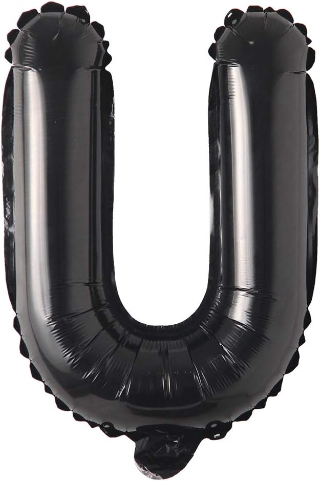 16" inch Single Black Alphabet Letter number Balloons Aluminum Hanging Foil Film Balloon Wedding Birthday party decoration banner Air Mylar Balloons (16 inch Black U)