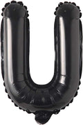 16" inch Single Black Alphabet Letter number Balloons Aluminum Hanging Foil Film Balloon Wedding Birthday party decoration banner Air Mylar Balloons (16 inch Black U)