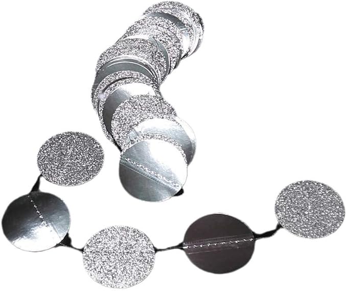 Shining Silver Circle Dots Hanging Garland Sparkling Silver Circle Dots Hanging Streamer Glitter Bunting Banner Backdrop for Wedding Baby Shower Birthday Xmas Decor 40 Feet