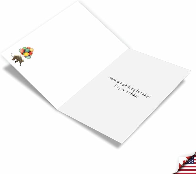 NobleWorks Birthday Greeting Card with 5 x 7 Inch Envelope (1 Card) Bday Elefantasy Adventures - Balloons C10307KBDG