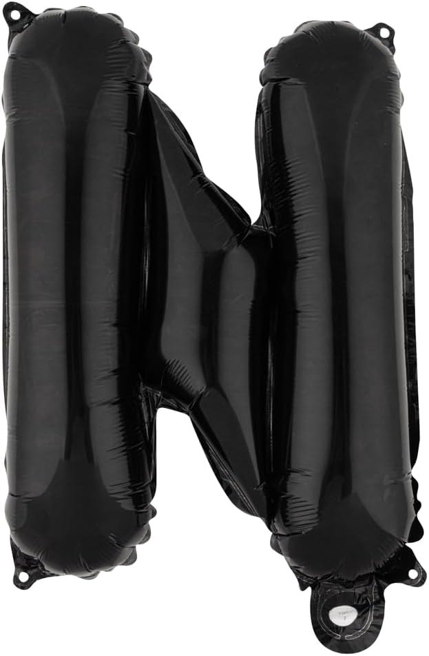 Restaurantware-Balloonify 16 Inch Letter Balloon, 1 Alphabet Party Balloon - Letter N, Self-Sealing, Black Foil Mylar Finish, Hanging Loop, Decoration For Birthday, Wedding, Or Graduation