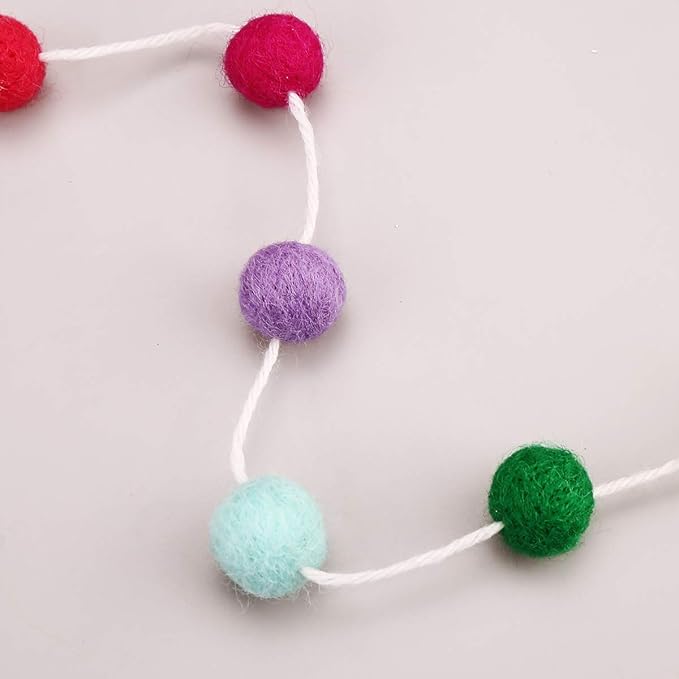 36PC 9.8 Feet Felt Wool Balls Garland 4/5 Inch Hanging String Kit for Spring Christmas Tree Garland Holiday Birthday Wedding Baby Shower Party Wall Decorations