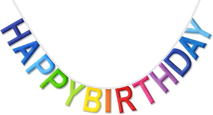 Pre-Strung Happy Birthday Banner NO DIY Happy Birthday Sign Reusable Personalized Birthday Party Banner Birthday Hanging Decoration Photo Prop for Kids Women Men Girl Boy (Rainbow)