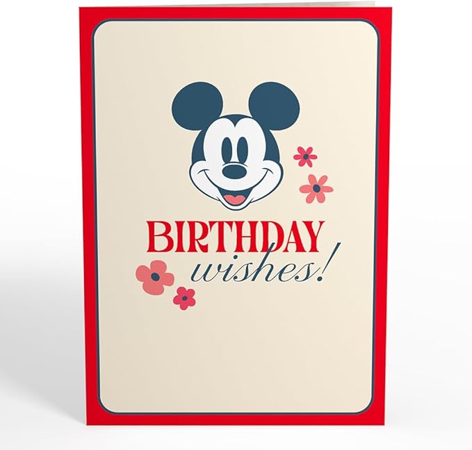 Lovepop Magical Disney Mickey Mouse 3D Pop-Up Birthday Card - for Him, Her, Kids, Boys, Girls, Men, Women - Floral Greeting Card - 5" x 7" - Envelope Included
