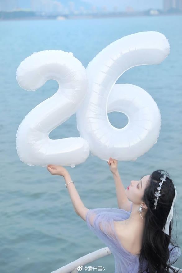 40 Inch 2 Birthday Balloon, White Number Balloons for Birthday Party Decoration, 2 Ballon Party Decoration for 2, 12, 20, 22, 2026 Celebration, Graduation, Baby Shower, Anniversary Decor