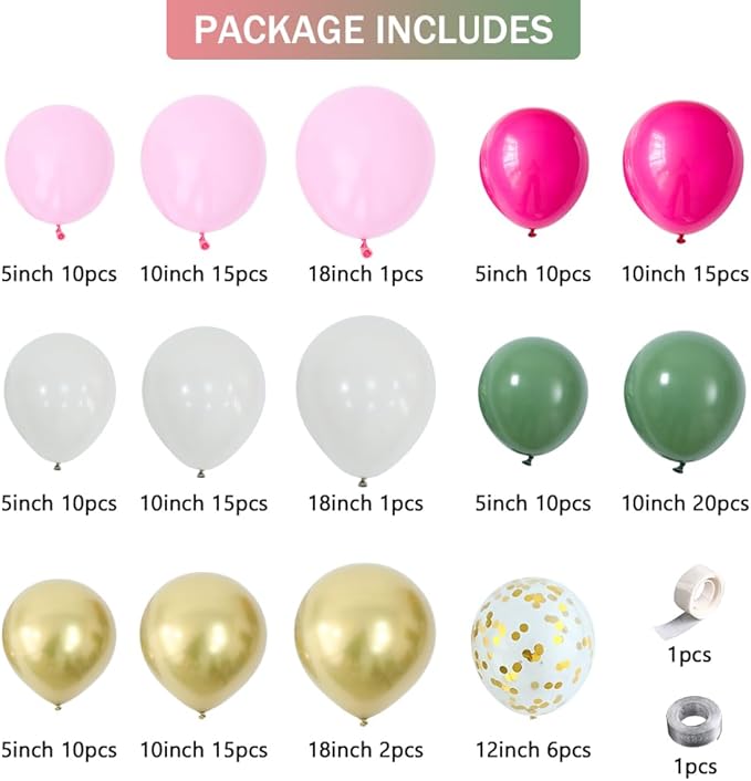Sage Green Pink Sand Gold Balloons Garland Arch Kit 142PCS Nude Peatel Pink Confetti Balloons for Safari Jungle Green Boho Engagement Wedding Birthday Party Decorations (rose pink)
