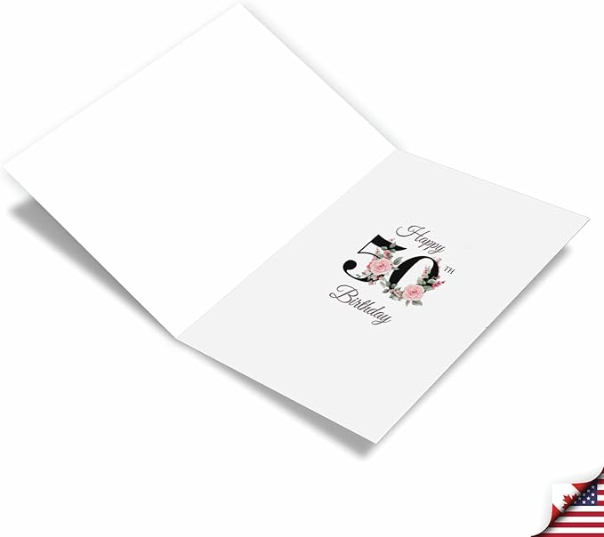 NobleWorks - 50th Milestone Birthday Greeting Card with 5 x 7 Inch Envelope (1 Card) Floral Age 50 C8255MBG